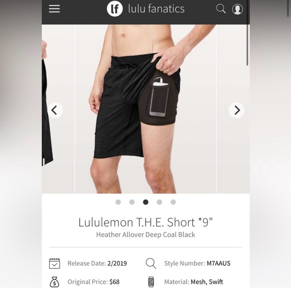 051. Lululemon Men's T.H.E Short 9" - Size XL - Picture 4 of 7